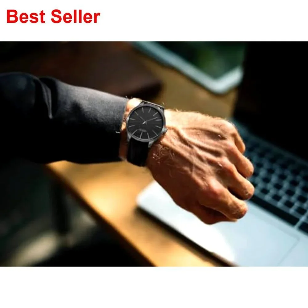 Ultra-Thin Minimalist Waterproof Dress Watch with Leather Band